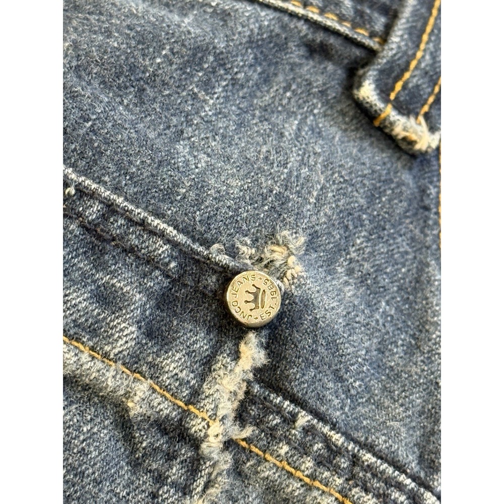 Vintage JNCO Jorts Mens 34 Dark Denim Skull Embroidered Y2K Shorts - Picture 13 of 16